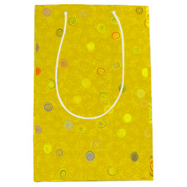 Twisty Polka Dot Spirals Yellow Gift Bag ミディアムペーパーバッグ