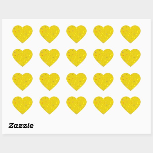 Twisty Polka Dot Spirals Yellow Heart Stickers ハートシール (シート)