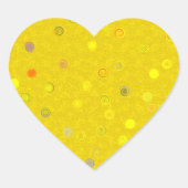 Twisty Polka Dot Spirals Yellow Heart Stickers ハートシール (正面)