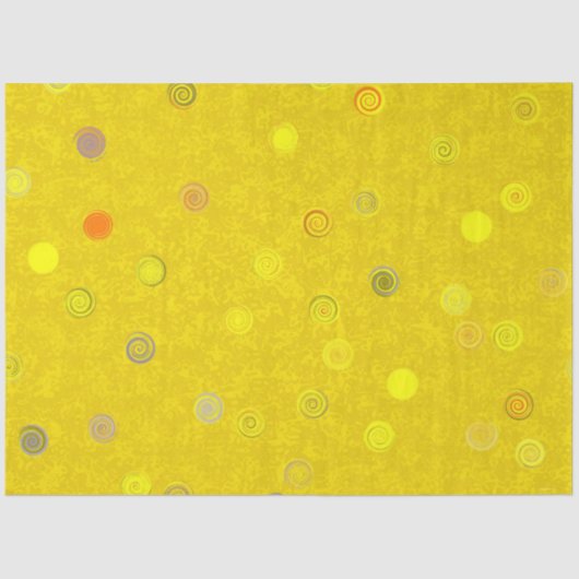 Twisty Polka Dot Spirals Yellow Tissue Paper 薄葉紙 (正面)