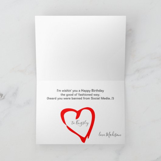 Twitterおもしろい禁止ユーモアのジョーク誕生日カード カード (内部)
