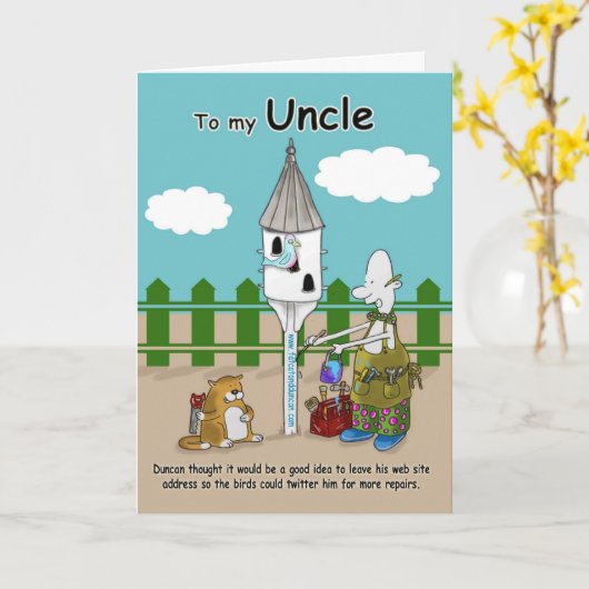 twitter私おもしろいな叔父さんバースデー・カード カード (黄色い花)