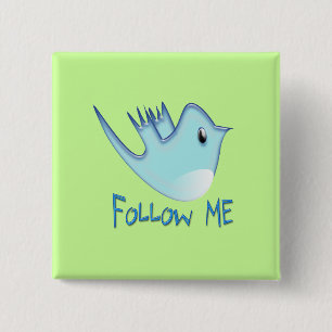 Twitter Bird 後を追 Me – 背景色の選択 缶バッジ