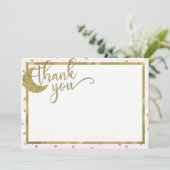 Twnkle少し星のピンクの金ゴールドのサンキューカード 招待状 (スタンド正面)