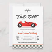TWOファストヴィンテージレースカー2nd誕生日招待状 招待状 (正面)