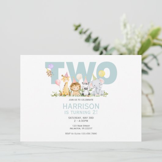 TWOワイルドサファリ誕生日招待状- 2nd誕生日 招待状 (スタンド正面)