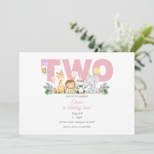TWOワイルドサファリ誕生日招待状- 2nd誕生日 招待状 (スタンド正面)