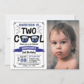Two カッコいい Boys Photo 2nd Birthday招待状 招待状 (正面)