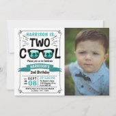 Two カッコいい Boys Photo 2nd Birthday招待状 招待状 (正面)