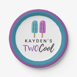 TWO カッコいい Kid's 2 Birthday Summer Ice ポップ・アートのパーティ ペーパープレート