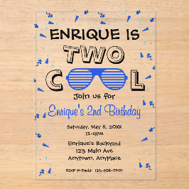 TWO クール サングラス 2歳の誕生日パーティー アクリル招待状