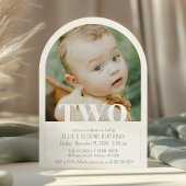 TWO モダン Photo Arch Girl Boy 2nd Birthdayパーティー 招待状