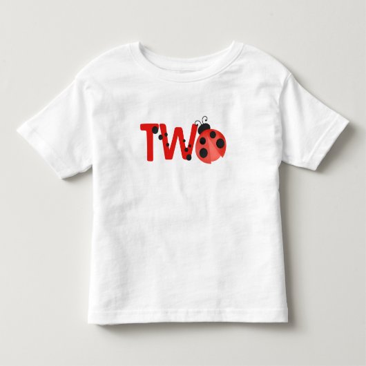"Two" 水彩テントウムシ 2歳の誕生日Tシャツ トドラーTシャツ (正面)