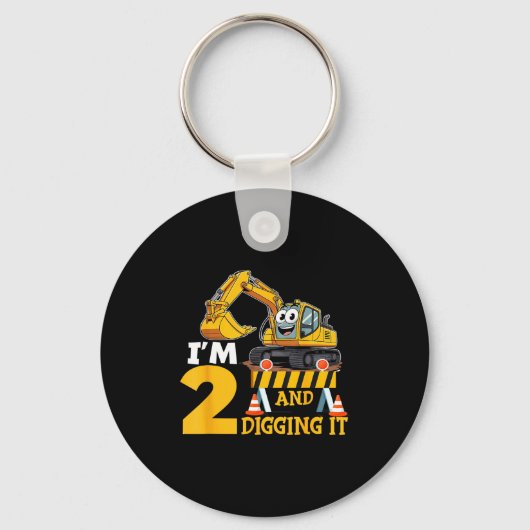 Two 2yr 2th Birthday Construction Boy 2 Years Old  キーホルダー (正面)