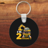 Two 2yr 2th Birthday Construction Boy 2 Years Old  キーホルダー (正面)