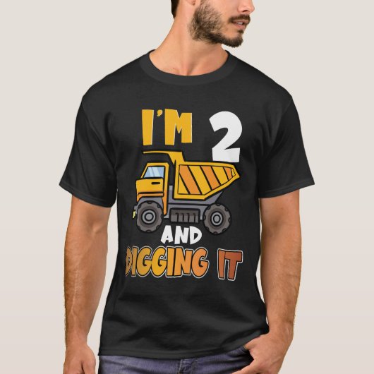 Two 2yr 2th Birthday Construction Boy 2 Years Old  Tシャツ (正面)