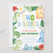 Two A-Saurus Dino 2nd Birthday 招待状 (正面)