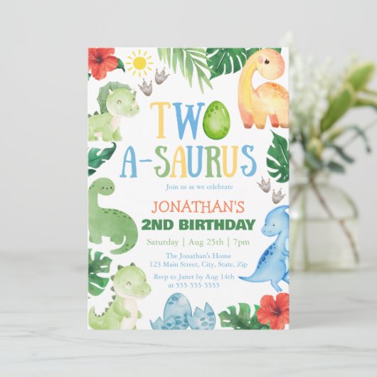 Two A-Saurus Dino 2nd Birthday 招待状 (スタンド正面)