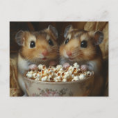 Two Adorable Hamsters With Popcorn ポストカード (正面)