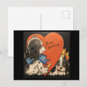 Two Adorable Puppies Vintage Valentine Postcard ポストカード (正面/裏面)