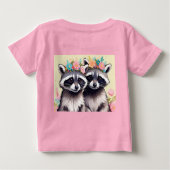 Two Adorable Racoons In Flower Crowns ベビーTシャツ (裏面)