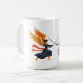 Two Angel with large sword with open wings コーヒーマグカップ (正面左)