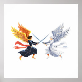 Two Angel with large sword with open wings ポスター