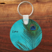 Two Aqua Peacock Feathers キーホルダー (正面)