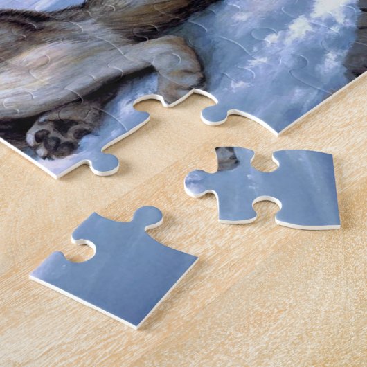 Two arctic wolves painting ジグソーパズル (側面)