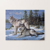 Two arctic wolves painting ジグソーパズル (横)