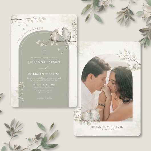 Two Are Better Than One Christian Wedding  招待状