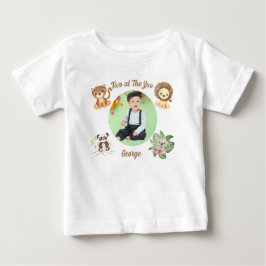 Two at the Zoo サファリ ジャングル 動物 誕生日 ベビーTシャツ