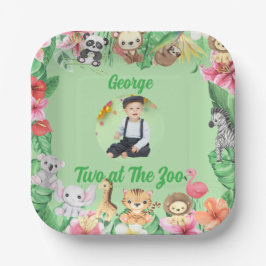 Two at The Zoo ジャングルサファリ キッズフォト  誕生日 ペーパープレート