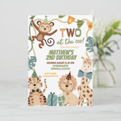 TWO at the zoo boy birthday invitation 招待状 (スタンド正面)