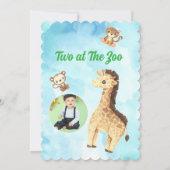 Two at The Zoo Jungle Animals Kids Birthday Photo 招待状 (裏面)