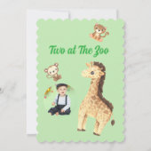 Two at The Zoo Jungle Animals Kids Birthday Photo 招待状 (裏面)