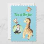 Two at The Zoo Jungle Animals Kids Birthday Photo 招待状 (裏面)