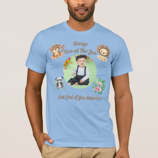 Two at the Zoo Safari Jungle Animals Birthday Dad Tシャツ (正面)
