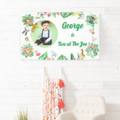 Two at The Zoo Safari Jungle Kids Photo Birthday 横断幕 (インサイチュ)