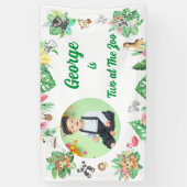 Two at The Zoo Safari Jungle Kids Photo Birthday 横断幕 (縦)