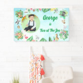 Two at The Zoo Safari Jungle Kids Photo Birthday 横断幕 (インサイチュ)