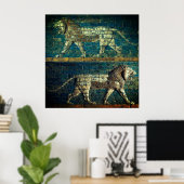 TWO BABYLONIAN LIONS Antique Assyrian Art  ポスター (ホームオフィス)