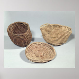 Two baskets and a cover (woven palm fronds) ポスター