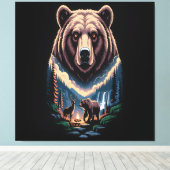 Two bears in the forest dark キャンバスプリント (インサイチュ (ウッドフロア))