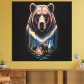 Two bears in the forest dark キャンバスプリント (インサイチュ (リビング))