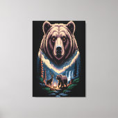 Two bears in the forest dark キャンバスプリント (正面)