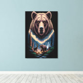 Two bears in the forest dark キャンバスプリント (インサイチュ (ウッドフロア))