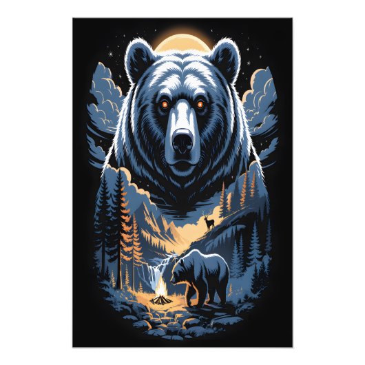 Two bears in the forest dark 3 フォトプリント            (正面)