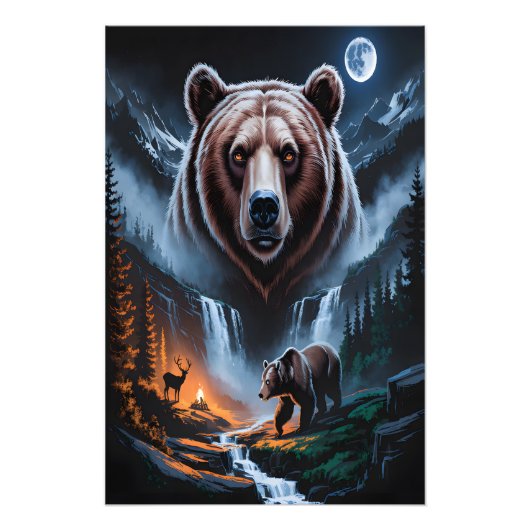 Two bears in the forest dark 4 フォトプリント            (正面)