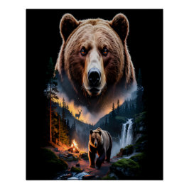 Two bears in the forest dark 5 ポスター